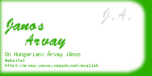 janos arvay business card